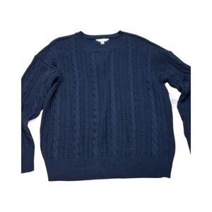 Time and Tru women’s  Dark Blue Cable Knit Crewneck Sweater